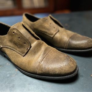John Varvatos antiqued suede leather shoes.